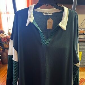 Hapits Green and White Women's Blouse